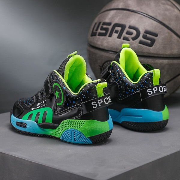 Basketskor för barn Mode Halkfria Sneakers Sportskor som andas A809 Black 34