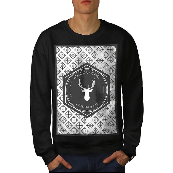 Wellcoda Deer Men Blacksweatshirt S