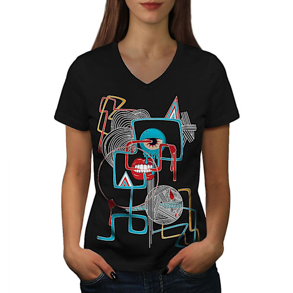 Geometrisk T-shirt för ögonmode för kvinnor M