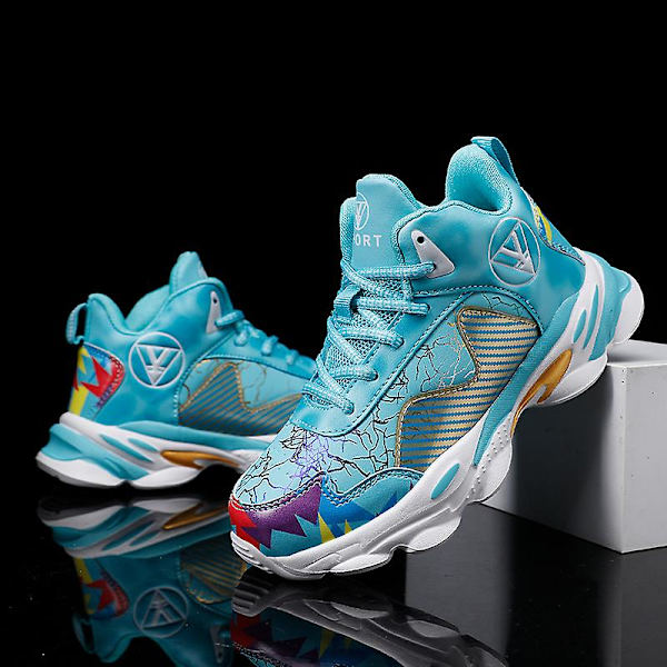 Barn basketskor Mode halkfria sneakers Andas sportskor 100 Cyan 35