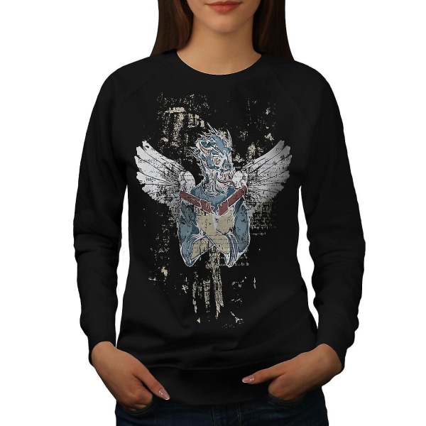 Evil Angel Gun Fantasy Women Blacksweatshirt | Wellcoda S