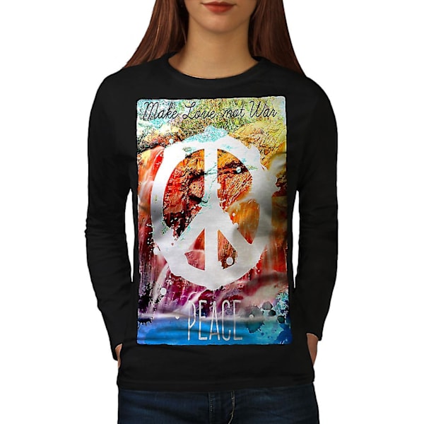 Make Love Not War Kvinnor Svart Långärmad T-shirt M