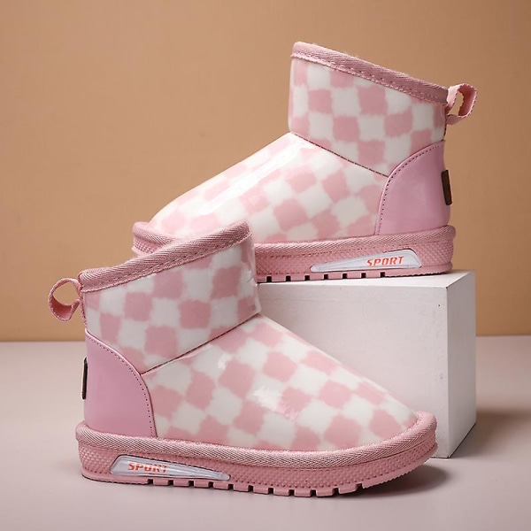 Barn Flickor Vintersnöskor Vattentåliga skor Anti-halk Casual Lätt bomullsstövel GB6 Pink 27