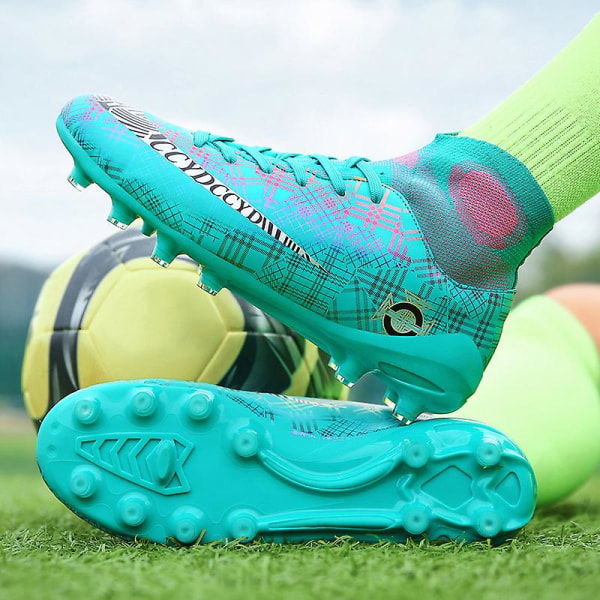 Fotbollsskor för män Spikes Fotbollsskor för ungdomar Stövlar Athletic Sneaker 3C5858 Cyan 39
