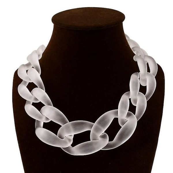 Vintage Resin Lackingone Akrylkrage Chunky Choker Statement Bib Chain Halsbandshängen white