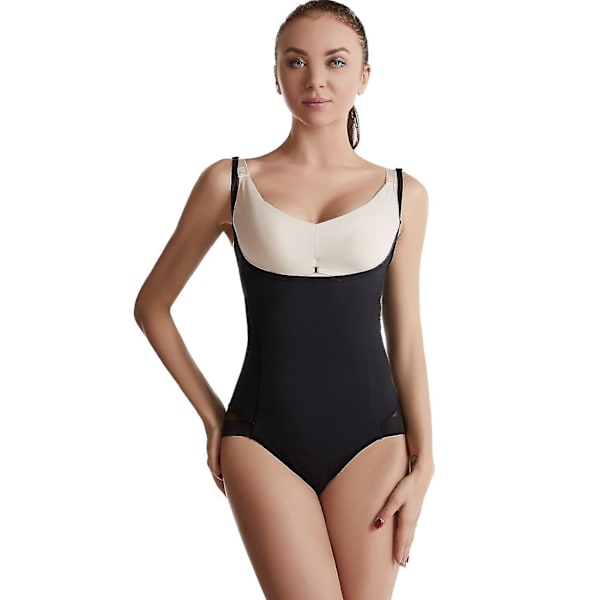 Body Kvinnor Shapewear Kroppsformare Med Cup Kompression Kroppar Magslida Waist trainer Reduktiv Slimming Underkläder, svart L