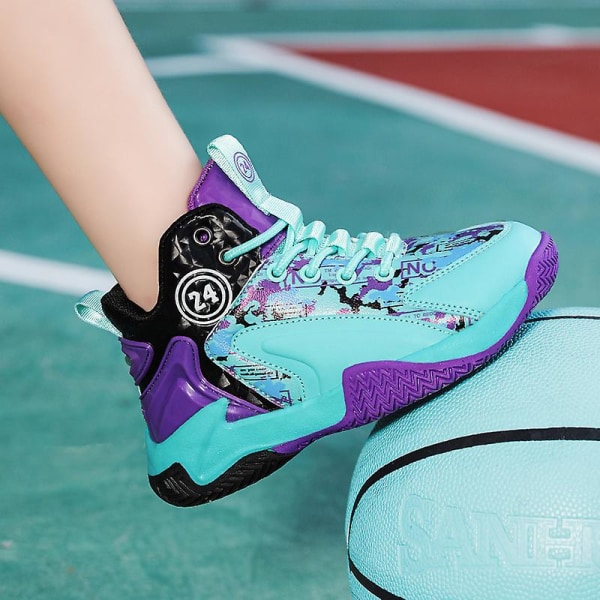 Basketskor för barn Mode Halkfria sneakers Andas sportskor L812 Blue 39