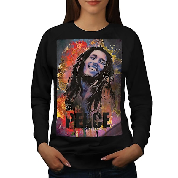 42 Rasta Bob Marley Blacksweatshirt för kvinnor M