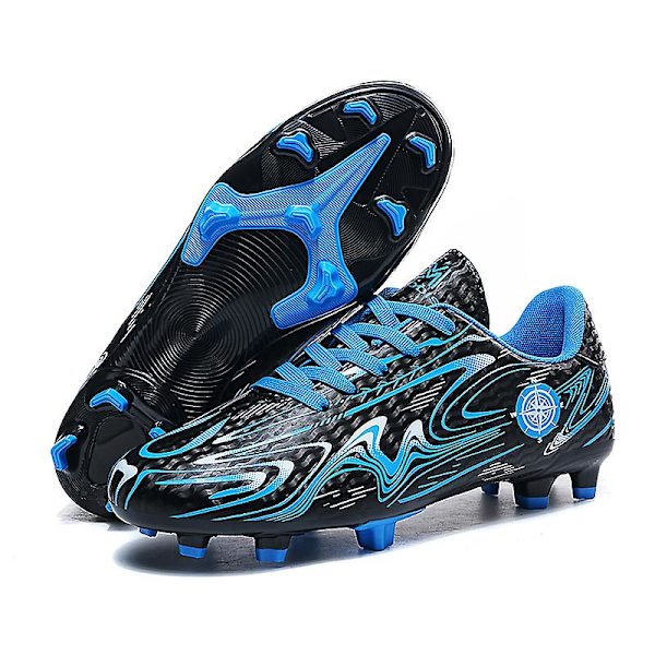 Pojkar Flickor Fotbollsskor Halkfria fotbollsskor Klossar Gräs Fotbollssneakers för barn 2Kr158 BlackBlue 31