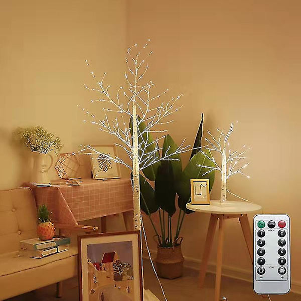Björk Warm White Light Up Birch Tree Bordsskiva Liten Led Dekorativ grenlampa