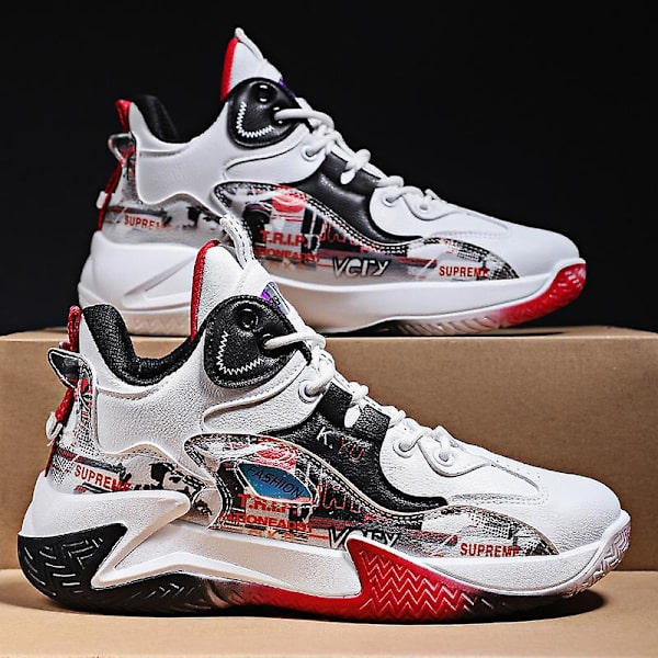 Herr Basketskor Mode Halkfria Sneakers Andas Sportskor Yjk06 WhiteBlack 44