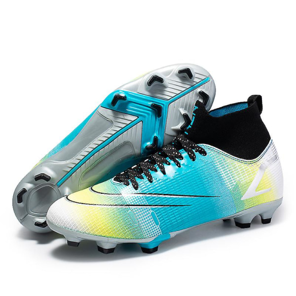 Fotbollsskor för män Fotbollsskor för vuxna hög fotled Grästräning Sport Skor Herr Sneakers 562 Blue 38