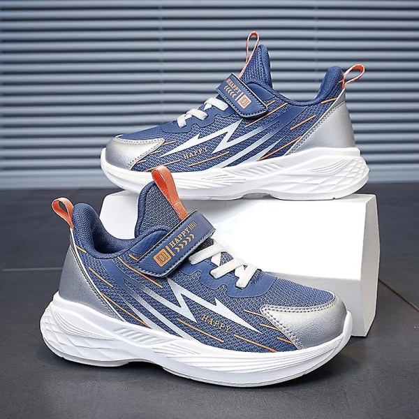 Sneakers för barn för pojkar, flickor, löpning tennisskor, lätt andas, sport, atletisk 3B2039 Blue 35