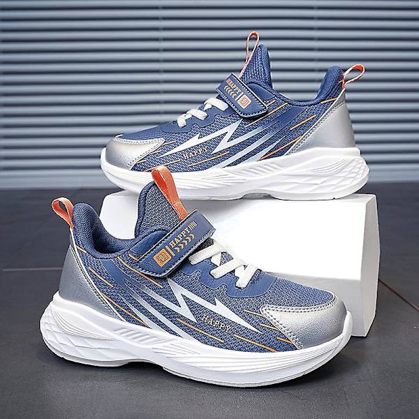 Sneakers för barn för pojkar, flickor, löpning tennisskor, lätt andas, sport, atletisk 3B2039 Blue 36