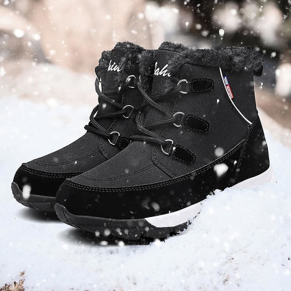 Dam Vinterstövlar Snow Boot Plysch Varma Skor Vattentät Boot 1622 Black 37