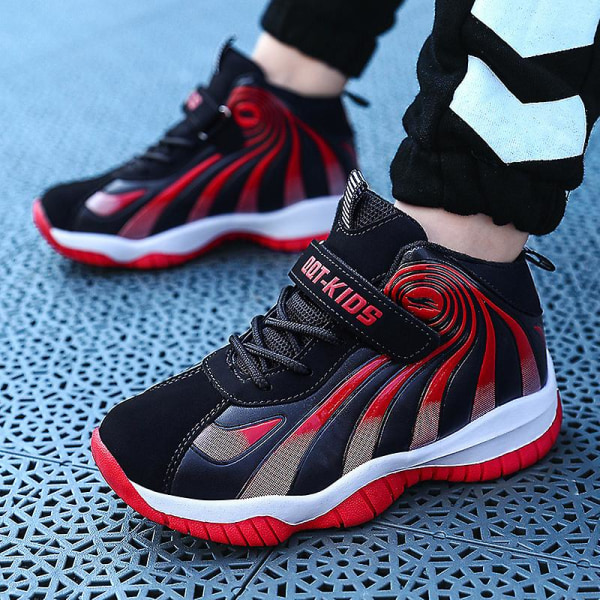 Basketskor för barn Mode Halkfria sneakers Sportskor som andas 3987Em BlackRed 29