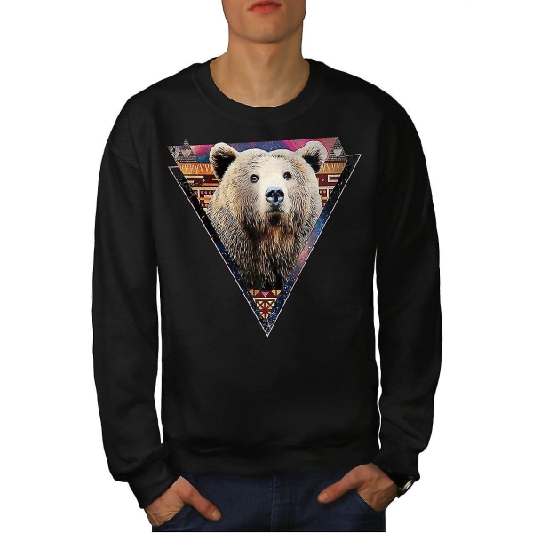 Bear Face Novelty Animal Men Blacksweatshirt XXL