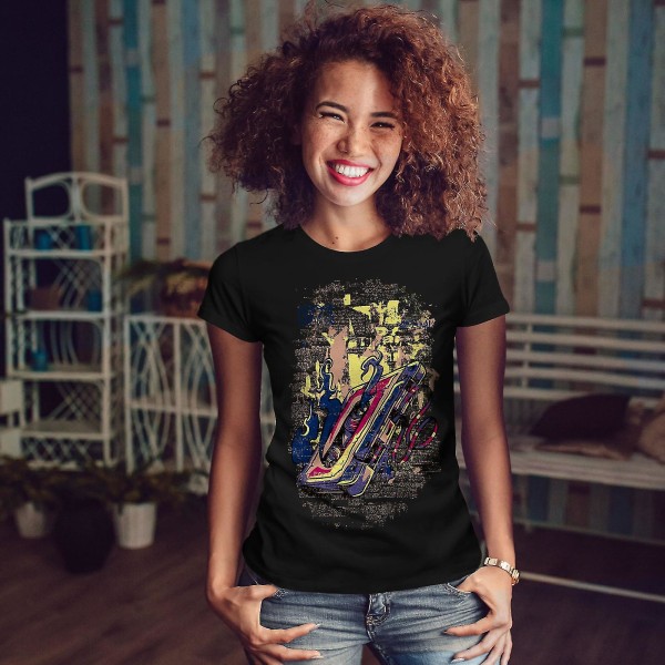 Kassettspel Rockmusik Kvinnor Blackt-shirt | Wellcoda XXL
