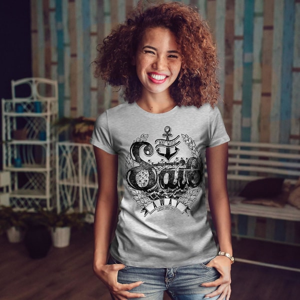 We Will Sail Away Slogan Women Greyt-shirt 3XL