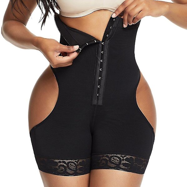Hög midja bantning Body Shaper Kvinnor Sexig Push Up Butt Lifter Strap Butt Enhancer Magekontroll Booty Lifter Shaper Trosor,svart 4XL