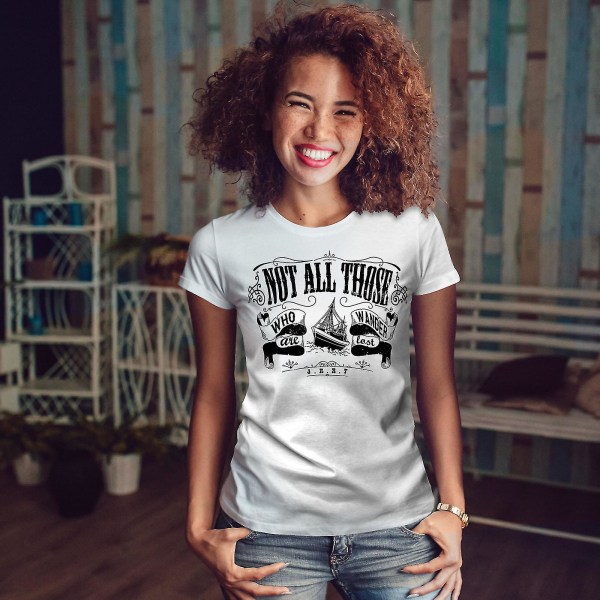 Not All Wander Slogan Whitet-shirt för kvinnor 3XL