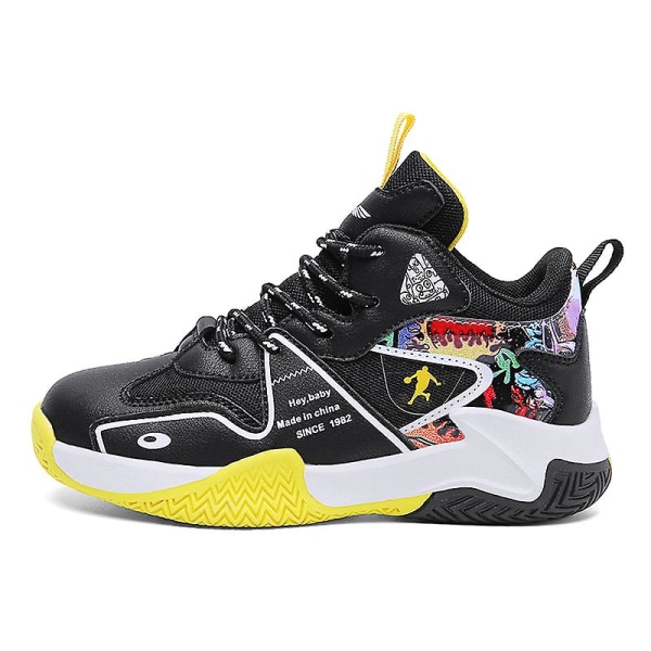 Barn Sneakers Pojkar Basketskor Halkfria Barn Sportskor 3Bs658 BlackYellow 36