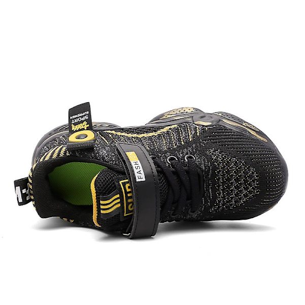 Barn Sneakers Andas löparskor Mode Pojkar Flickor Sportskor 3A176 BlackGold 34