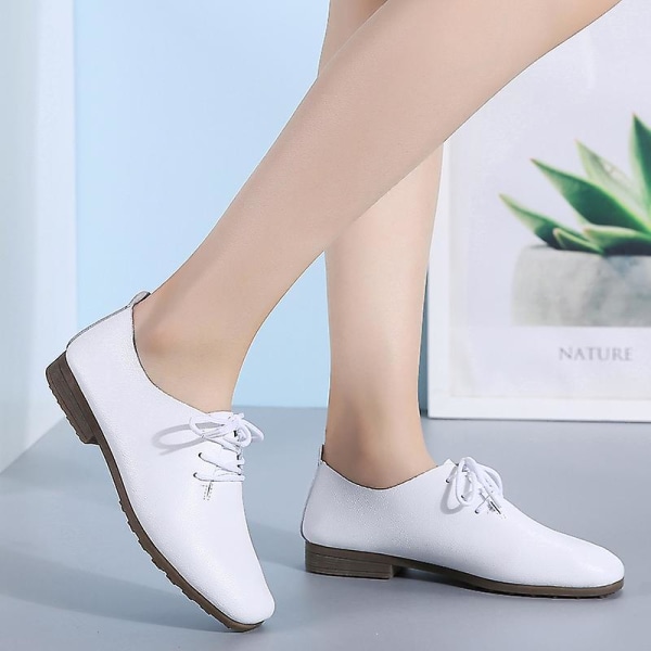 Dam Skor Läder Vita Skor Mjuk sula Dam Casual Fraz919 White 38