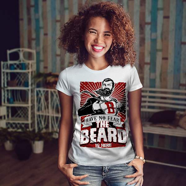 The Beard Is Here Whitet-shirt för kvinnor M