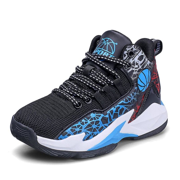 Barn basketskor Mode halkfria sneakers Andas sportskor 739 BlackBlue 39