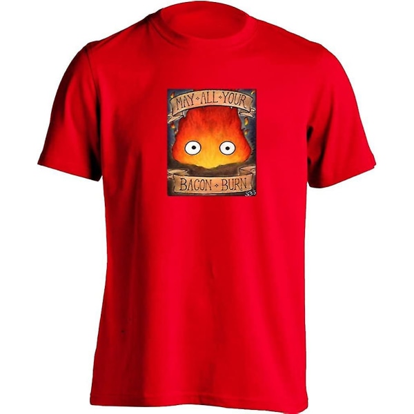 Förstklassig idé Calcifer får allt ditt bacon bränna eld Demon Howl Movie Unisex Custom T-shirt Large