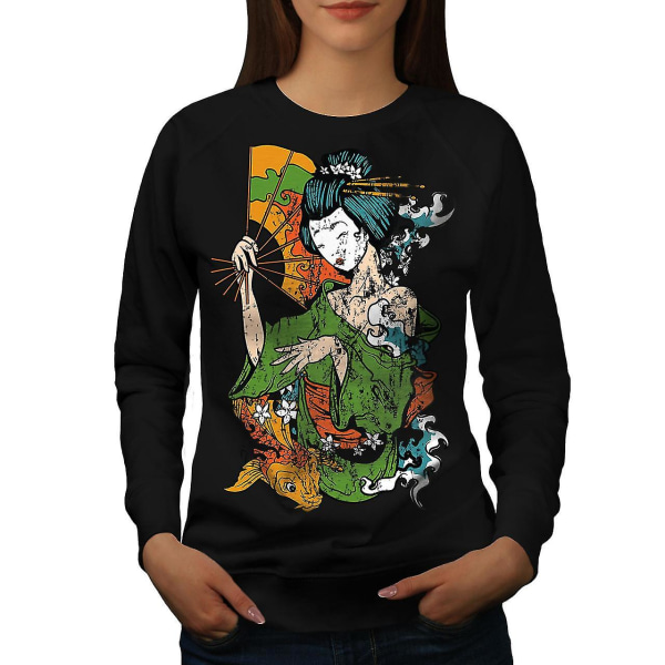 Asia Girl Japan Women Blacksweatshirt | Wellcoda M