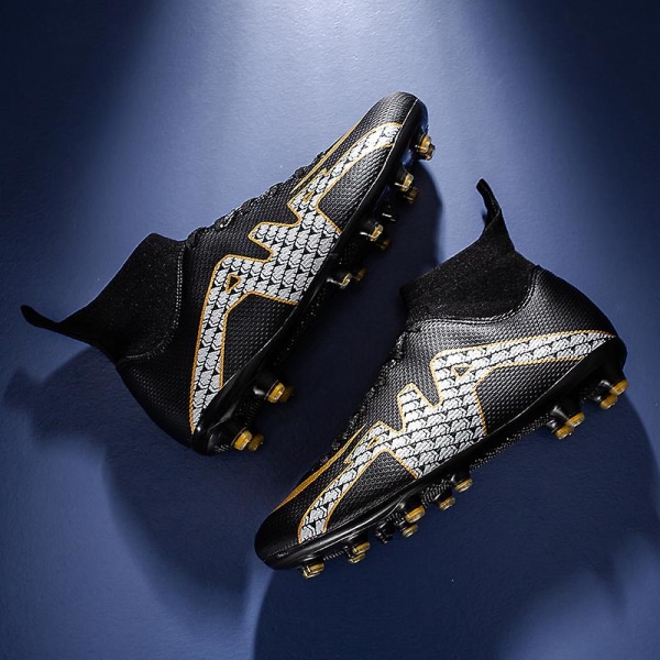 Fotbollsskor för män Höga fotbollsskor för vuxna Grästräning Sport Skor Sneakers 2J985A Black 43