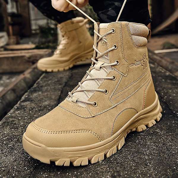 Herr Military Boot Combat Herr Stövlar Tacticalhane Shoes Work Safety Shoes Yj701 Beige 44