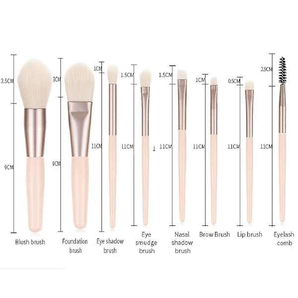 Cestson Makeup Bru 8 st Makeup Brush Set Synthetic foundat brushapricot)