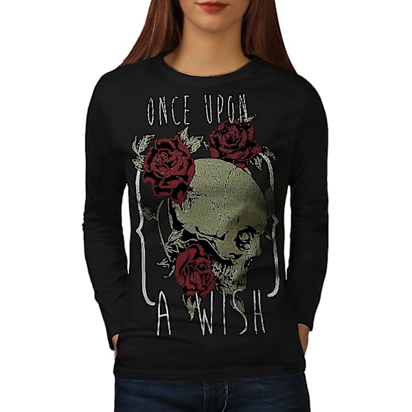 Once Upon A Wish Skull Kvinnor Svart Långärmad T-shirt M