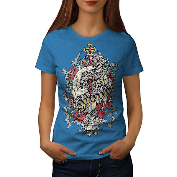 Huvudet Skrämmande ormskalle Kvinnor Royal Bluet-shirt M