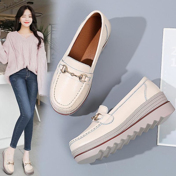 Damer Casual Mode Skor Loafer Skor Mamma Skor 3Ap7078 Beige 35