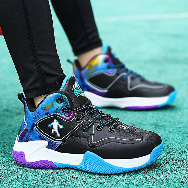 Basketskor för barn Mode Halkfria sneakers Sportskor som andas 22038 BlackBlue 40