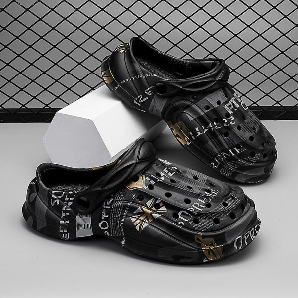 Strandtofflor för män Modesandaler Utomhus Halkfria inomhusskor 3B0820-1 Black 44