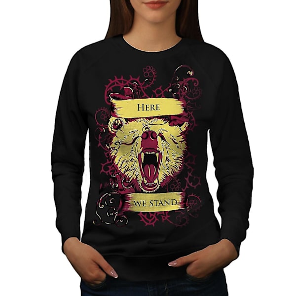 Here We Stand Wild Women Blacksweatshirt | Wellcoda M