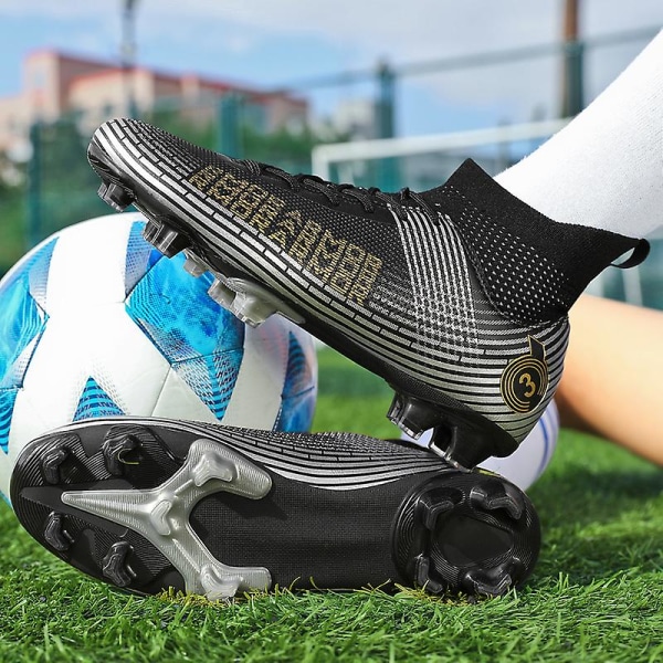 Fotbollsskor för män Halkfria fotbollsskor för herr, Gräs Fotbollssneakers 2K4000 Black 41