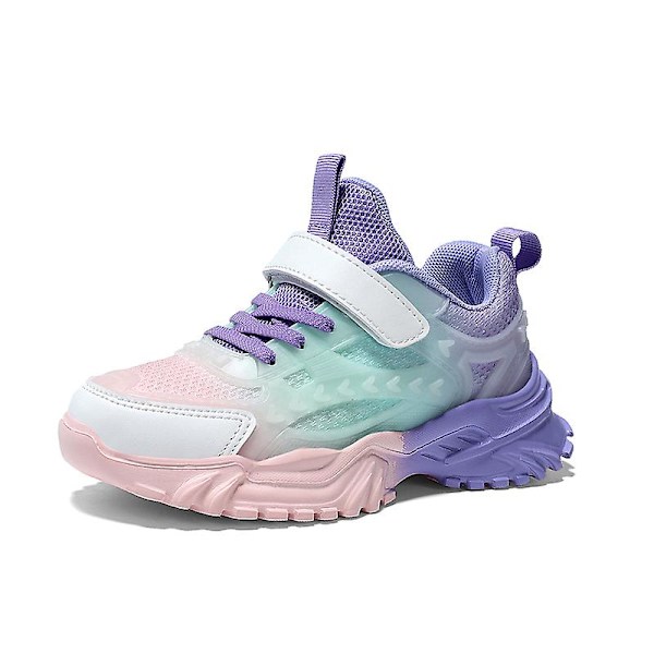 Sneakers för barn för flickor, löpning tennisskor, lätt andningsbar sport atletisk 3Bx022 Purple 29