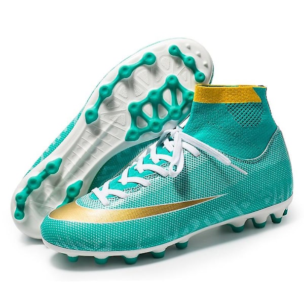 Fotbollsskor för män Spikes Fotbollsskor för ungdomar Ankelstövlar Athletic Sneaker 3C32736G Cyan 36