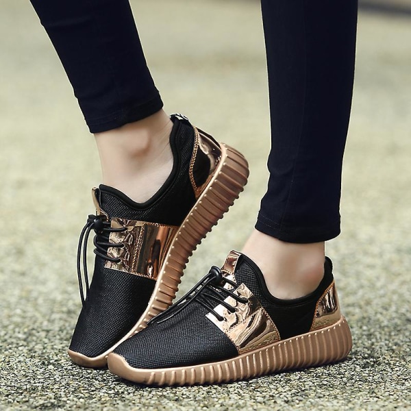 Herrsneakers Andas löparskor Mode Damsportskor 2K256 Gold 38
