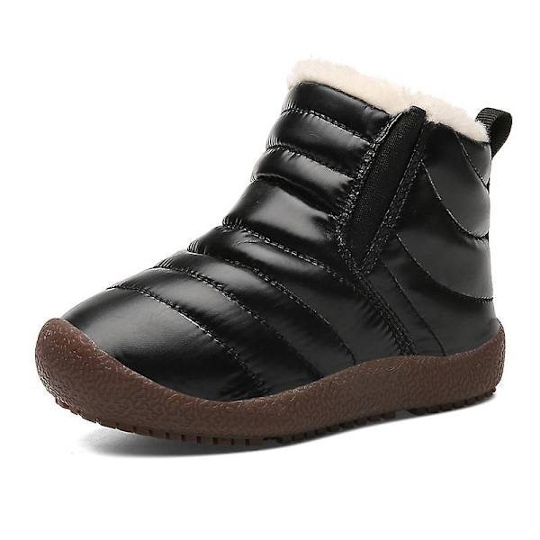 Barn Vintersnöboots Varma ankelstövlar Pojkar Flickor Anti-halk vinterskor Dw007 Black 34