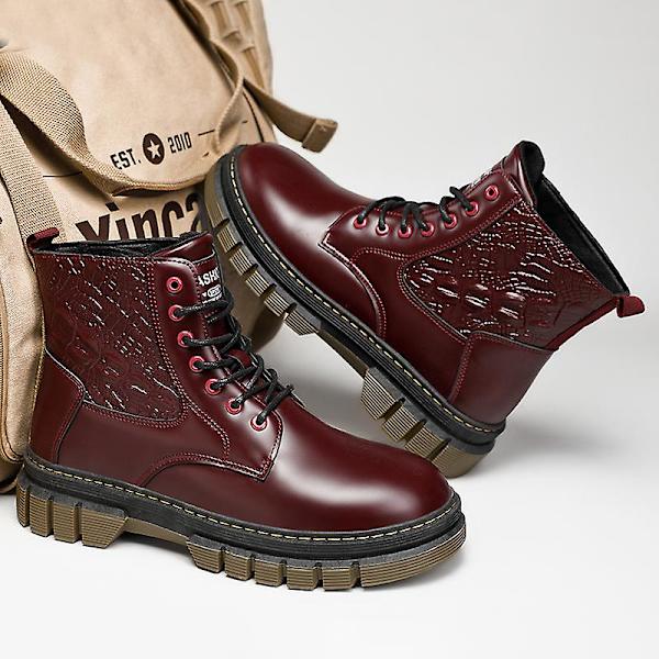 Herr Martin Boot Kvinnor Korta Kängor Med Snörning Chunky Låg Klack Mid-Calf Boots 2Kf8115 Red 41