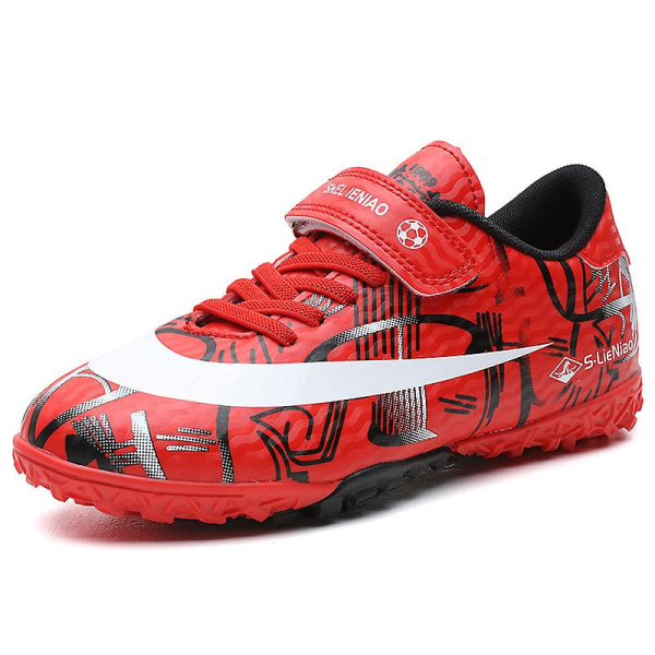 Fotbollsskor för barn Pojkar Flickor Fotbollsskor Grästräning Sport Skor Sneakers Yjx157 Red 31