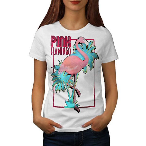 Rosa Flamingo Island T-shirt för kvinnor M