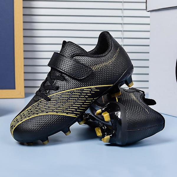 Fotbollsskor för barn Pojkar Flickor Fotbollsskor Grästräning Sport Skor Sneakers Yjy6 Black 38
